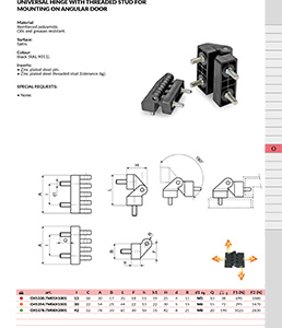 UNIVERSAL HINGE WITH THREADED STUD FOR MOUNTING ON ANGULAR DOOR