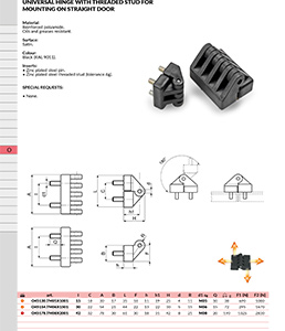 UNIVERSAL HINGE WITH THREADED STUD FOR MOUNTING ON STRAIGHT DOOR