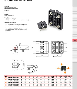 FLAT HINGE WITH THREADED STUDS