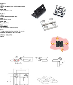 FLAT metal hinge WITH BORE RIGHT THROUGH